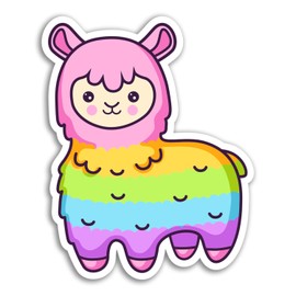 2 x 10cm Rainbow Llama Vinyl Stickers - Alpaca Fun Sticker Laptop Luggage #17886 (10cm Tall)