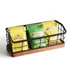 WILDMOS Tea Bag Organizer,Iron Wire Basket with Wooden Base.Tea Storage