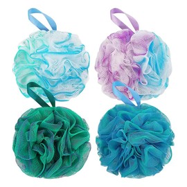 Badeschwamm, 4 Stück Duschschwamm,Netz Duschblume, für Körperpeeling, Körperbürste, Bequem, Weich, Sanfte Reinigung