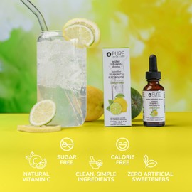 Pure Inventions- “Antioxidante Vitamina C + Electrolitos Sabor a Lima Limón Gotas de Infusión de Agua Sin Azúcar, Calo