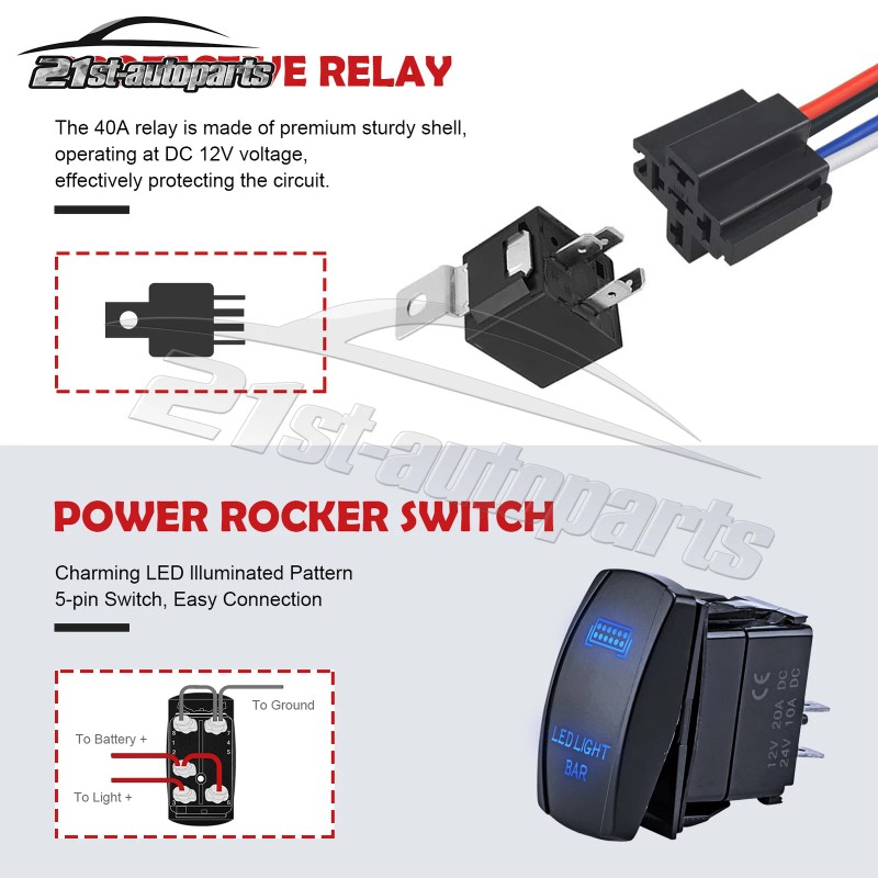 21ST Roof 50" Combo Cruved LED Light Bar Wire Switch