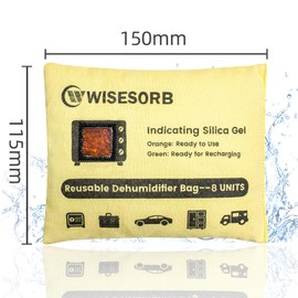 Wisesorb 240g x 2pcs Rechargeable Gun Safe Dehumidifier, Color Indicating Desiccant Packs with Transparent Window for Storage, Reusable Dehumidifier Bags Moisture Absorbers Safe Dehumidifier