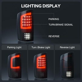 WonVon LED Taillights Assembly Compatible for 2002-2006 Dodge Ram 1500 2003-2006 Dodge Ram 2500 3500, Smoked Lens Rear Brake Light Replace CH2800147, CH2801147
