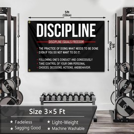 Discipline Equals Freedom Flag 3x5 Ft Brass Grommets Motivational Flag Inspirational Gym Flag for Home Gym Wall Decor And College Dorm Room Fitness Bedroom Office Sign Banner Decor