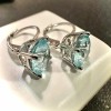 LEOPRA Blue Topaz Silver Plated Leverback Earrings 6MM Blue Dangle