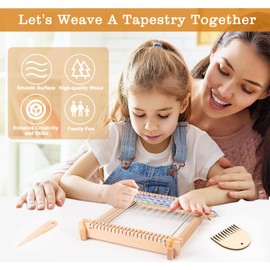 Weaving Loom Kit, Metal-Reinforced Wooden Weaving Loom, 24x28cm Multi-Craft Knitting Loom Adjustable Hand-Knit Machine for Schools, Home, Craft Groups