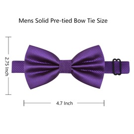 Alizeal Mens Solid Mini Squares Formal Banded Bow Ties (Dark Purple)