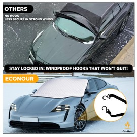 EcoNour Car Windshield Cover for Ice & Snow | Thick Heavy Duty PEVA Snow Cover with Elastic S-Hook | Windshield Protection for SUVs, Hatchbacks & Coupes | Winter Car Accessories | Medium (69"x48")