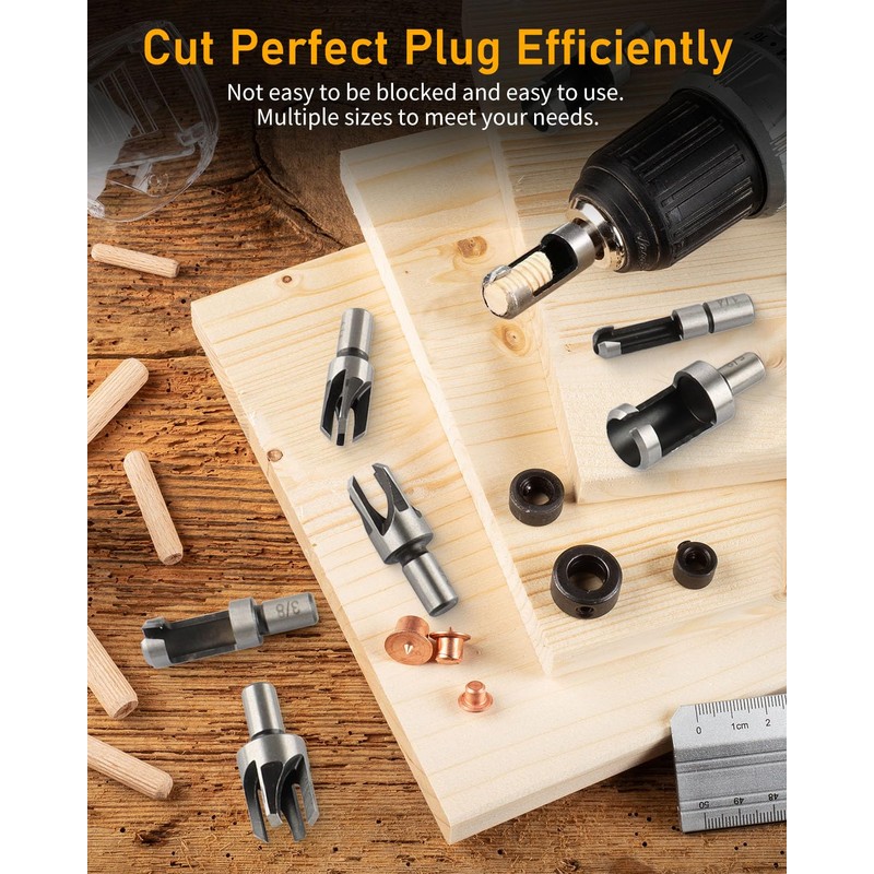 ZORUNNA 34 Pcs Woodworking Chamfer Drilling Tools Including 6 Countersink