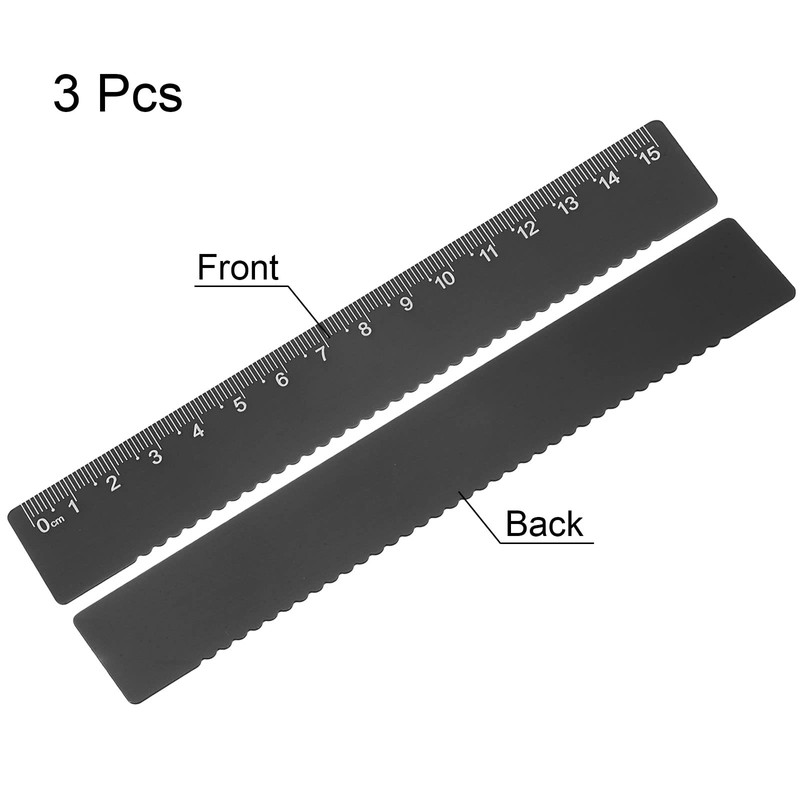 sourcing map 3pcs Straight Ruler 15cm Metric Aluminum Alloy Ruler