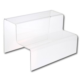 EPOSGEAR Two Step Tier Clear or Coloured Acrylic Plastic Retail Riser Counter Display Stands - Perfect for Shops, Stalls, Ornaments, Models etc (Clear, Small)