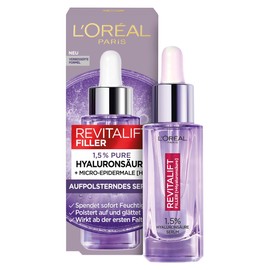 L'Oral Men Expert L'Oral Paris Plumping Serum for Women: for wrinkle reduction & youthful and plumper-looking skin with [1.5% hyaluronic acid], Revitalift Filler, 1x 30ml