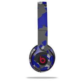 WraptorSkinz Skin Compatible with Beats Solo 4, Solo 3 and Solo 2 Wireless Headphones - WraptorCamo Old School Camouflage Camo Blue Royal - Decal Vinyl Wrap (Headphones NOT Included)