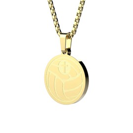 RAMESON Sports Athletes Pendant Necklace with Inspiring Bible Quote from Phil 4:13,Baseball Football Soccer Volleyball Necklace Christian Gift for Team Coach Teens Women Men(volleyball-gold)