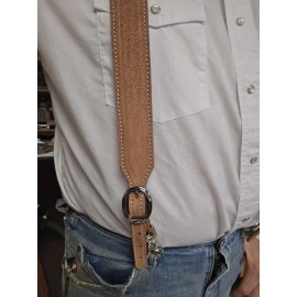panhandle leather works Western Cowboy Rough Out Leather Hand Made Suspenders