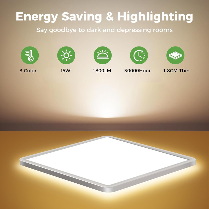 zemty LED Ceiling Light, 15 W 1800 LM Ceiling Light