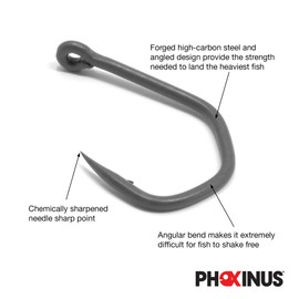Phoxinus Katana Claw Hooks. PTFE Teflon coated, wide gape, angled carp fishing hooks. Designed for big carp and perfect for hair rigs, ronnie rigs etc. Fishing terminal tackle.