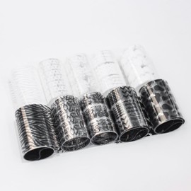 SILPECWEE 10 Rolls French Tips Strips Nail Foil Black and White Nails Design Nail Transfer Foil Holographic Nail Art Foil Fingernail Stickers Nails for Women 3D Nail Art Decoration