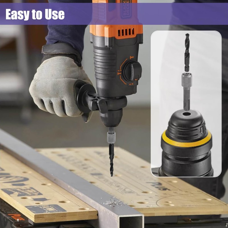 Yakamoz SDS Plus to 1/4" Hex Drill Chuck Adapter, 5