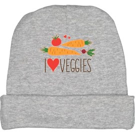 inktastic I Love Heart Veggies Vegetables Healthy Food Baby Beanie Hat Small Heather Grey 25e4d