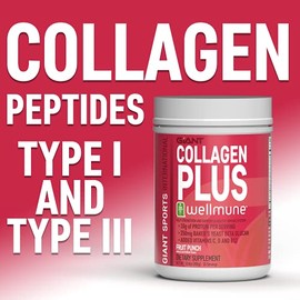 Giant Sports Péptidos de Colágeno | Plus Beta Glucano (WELLMUNE®) | Fuentes Bovinas Alimentadas con Pasto y Criadas en Pastos | Sabor Ponche de Frutas | 30 ser | 450 gr