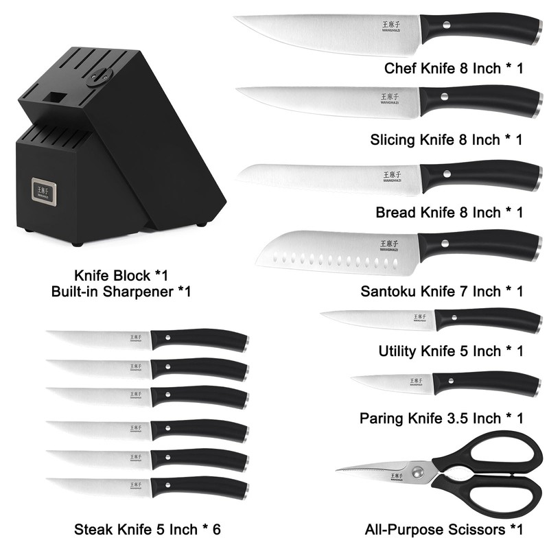 WANGMAZI Premium Chef Knife Set,High Carbon Stainless Steel Ergonomic Triple-rivet