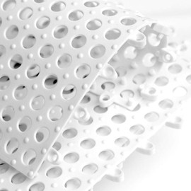 ALFEEL 10Pcs Interlocking Soft PVC Non-Slip Tile Splicing Waterproof Mat Drain Pool Shower Bath Kitchen Cushion 11.8" x 11.8" Mats Thin Type (11.8" x 11.8", White)