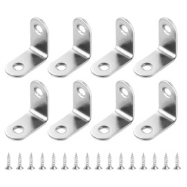 sourcing map 8Pcs L-Shaped Brackets Corner Brace, 1.18"x1.18"x0.63" Corner Bracket Shelf Bracket Right Angle Brackets for Wood Shelves Furniture (30x30x16mm, Silver)