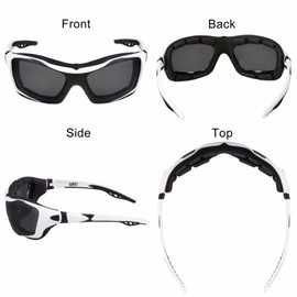 WYND Blocker Motorcycle Riding Glasses Extreme Sports Wrap Sunglasses (White/Smoke)