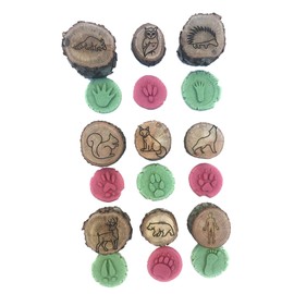 9 Pack Wooden Animal Tracks Playdoh Stamps Animal Prints