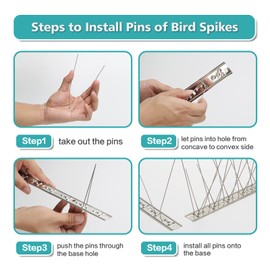 KKY Bird Spikes Stainless Steel Base, Metal Bird Repellent Nail Fence Kit, Can Be Used to Stop Pigeons and Other Small Birds, Covering 65 Feet 60 Packs.