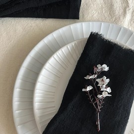 MACAR 8 Pack de servilletas de Tela Individual para Mesa de Lino 100% algodón- Negra