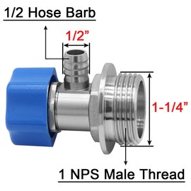 Joywayus PEX Manifold Drain Valve Vent Valve 1" NPS Male x 1/2" Barb Brass Nickel Plating Elbow for Hydronic Radiant Floor Heating Systems