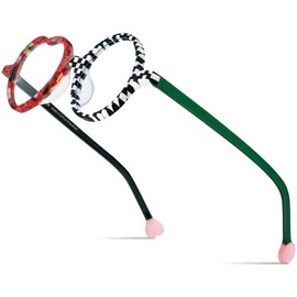 HEPIDEM Multicolor Acetate Glasses Frame Men Women Round Eyeglasses Optical Spectacles 9377 (9377 Matte Red White)