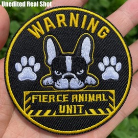 Dog Harness Patches 3Inch Funny French Bulldog Embroidered Morale Patch - Grumpy Fierce Animal Unit Hook Loop for Dog Vest Harness Frenchie Gift