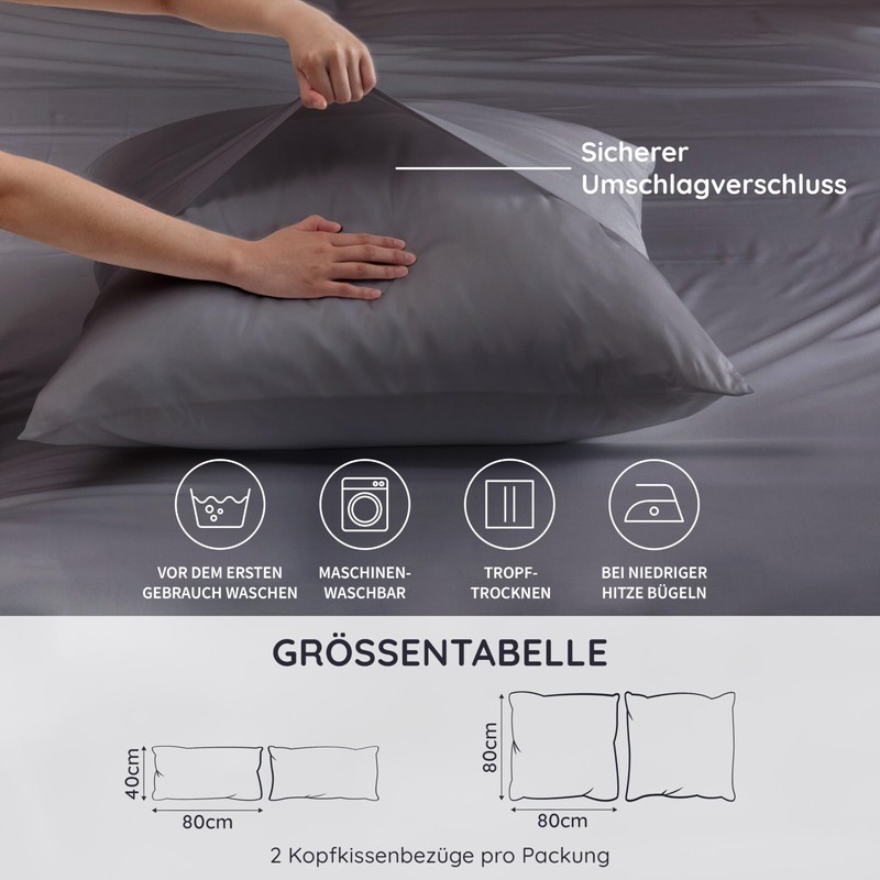 Bambaw Bamboo Pillowcases 50 x 70 cm, Pack of 2,