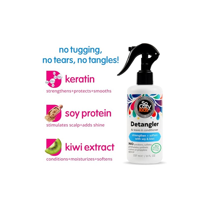 SoCozy Detangler + Leave-In Conditioner, Fruity-tutti, 8 Fluid Ounce