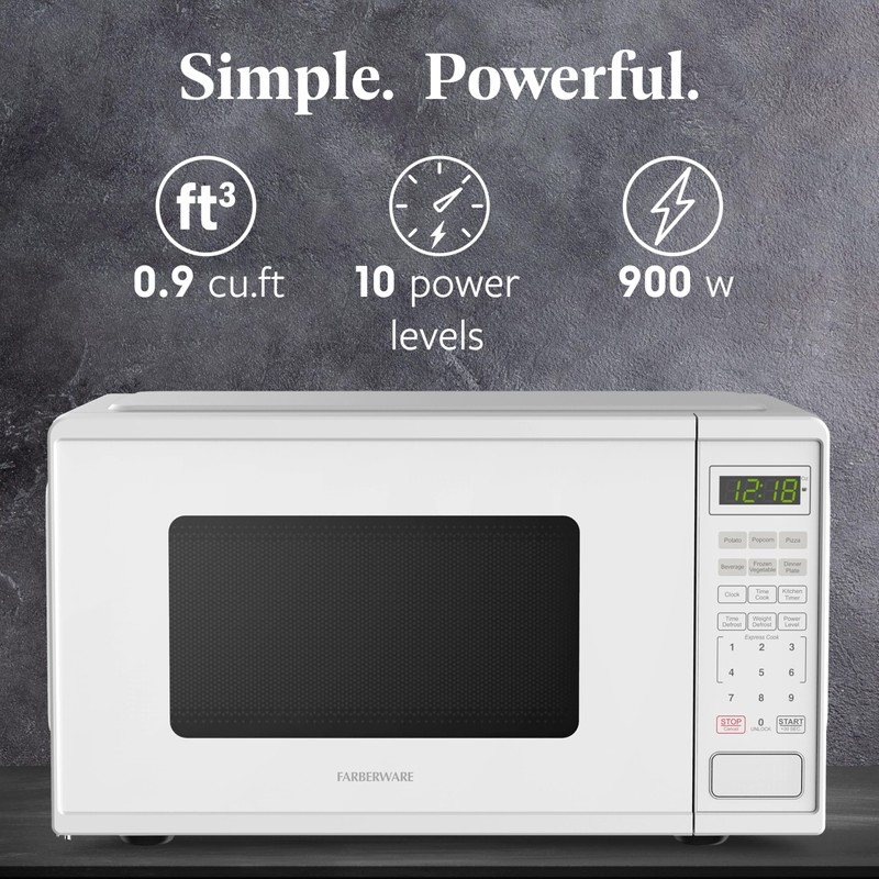 Farberware 0.9 Cu. Ft. Countertop Microwave Oven – 900 Watts