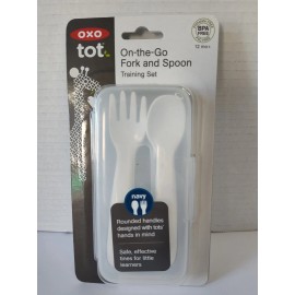 OXO Tot On-The-Go Fork and Spoon Training Set - Navy - BPA Free