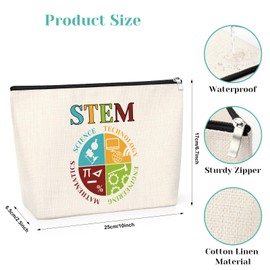 STEM Teacher Gifts Cosmetic Pouch for STEM Specials Crew Gift Thank You Gifts for Colleague Friend Female Science Technology Engineering Mathematics Christmas Birthday Presents Zipper Bag