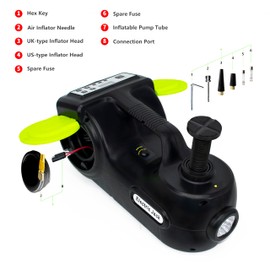 E-HEELP Electric Car Jack Kit 5 ton 12V Hydraulic Car Jack Lift (Lifting Range: 5.3-14.17inches) with Impact Wrench Inflator Pump for Car SUV Sedan MPV, LCD Display and Tire Pressure Monitor