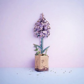 ROBOTIME Wooden Flower 3D Puzzle TW021 Lilac, Purple Gifts Idea, 30-Minute Crafts for Adults & Teens, Artificial Flower Decorations, Birthday/Valentine's Day/Mother's Day Gift