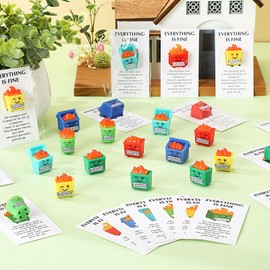 Wesiti 25 Set Mini Dumpster Resin Figures with Card Funny Dumpster Desk Accessories Ornament Emotional Team Employee Support Appreciation Gifts for Staff Teacher Office Coworker