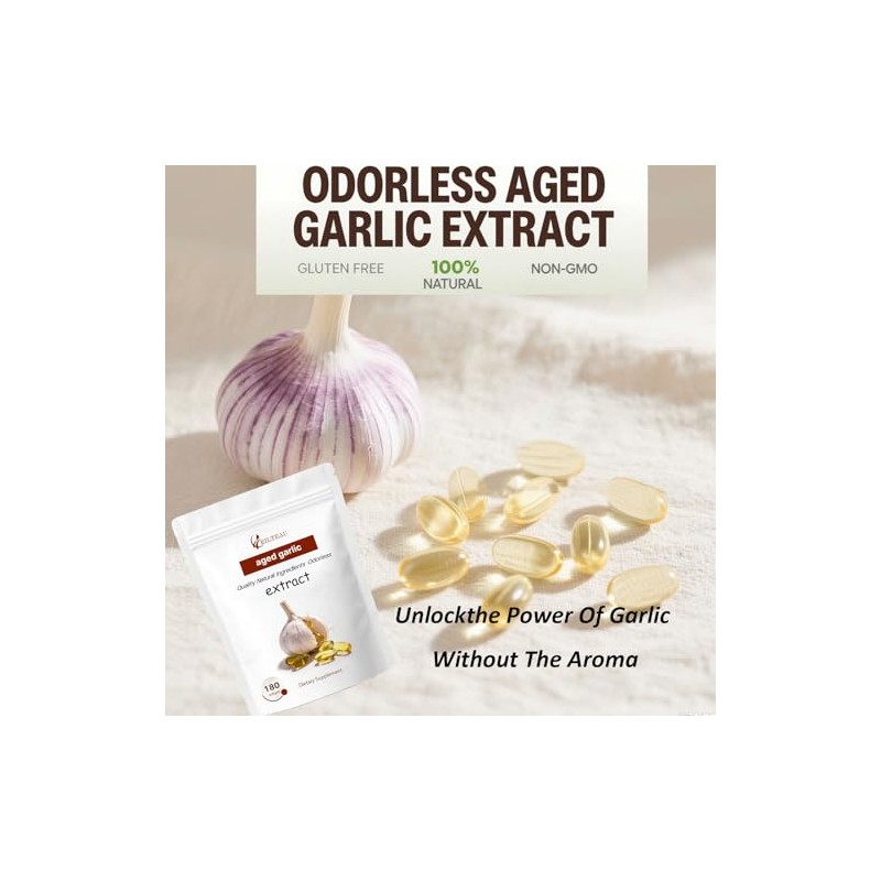 Aged Garlic Extract - Odorless - 180 Softgels | Non-GMO,
