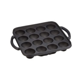 IPPINKA Japanese Cast Iron Takoyaki Grill Pan, 16 Holes, Made in Japan, Compatible with Gas Stoves and Induction Safe