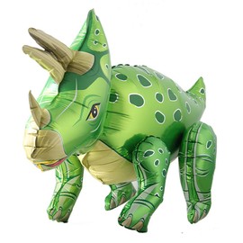 Self standing Dinosaur Tyrannosaurus Animal Balloons for Birthday Party Baby Shower Decoration Kit Inflatable Party Supplies Decorations Gift Kids and Adults (3D Triceratops Green)