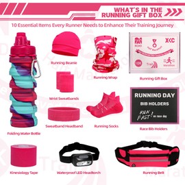 Running Gift Box - 13 Runner Essentials Kit With Belt, Headlamp, Kinesiology Tape, Folding Water Cup & More - Marathon Training, Night and Trail Running Outdoor Fitness Gift for Men Women