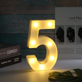 ZHAOMIMI LED Light Up Number, Decorative Lamp Sign for Night Light, Wedding, Birthday, Party, Christmas, Home Bar, Decoration (5)