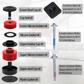 Silicone Body Mount Bushings Bolt Kit Compatible with Ford F250 F350 2008-2016 Crew Cab 2WD 4WD Durable Cab Bushings Improve Ride Comfort, Reduce Noise (Red)