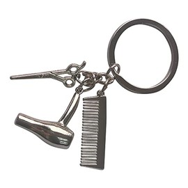 AMOBESTER Hair Salon Keychain Barber Keychain with Mini Scissors Ram Comb Charm Keyring Birthday Gift for Men and Women